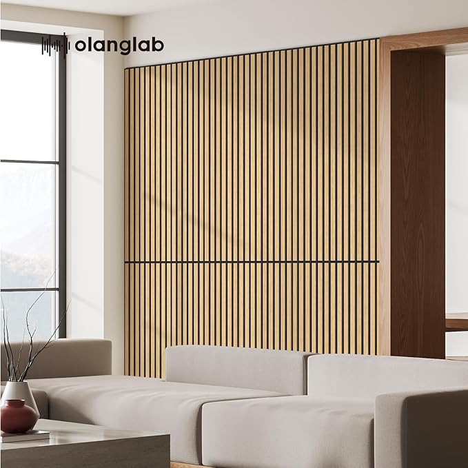 Olanglab Wood Veneer Acoustic Wall Panels 6 Pack, 23.6"×47.2" Sound Absorbing Wall Panels for Interior Wall Decor, Warm Oak