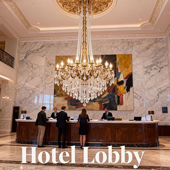 Antique Crystal Chandelier Gold Bronze Candle Pendant Ceiling Light Fixture with K9 Crystals for Hotel, Grand Entryway Living Room Antique Brass Finish (39"-24 Lights)