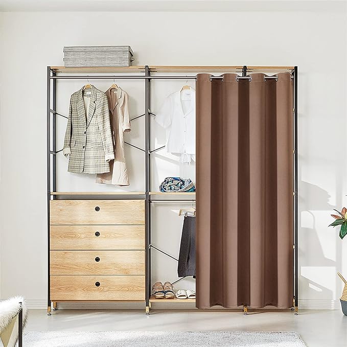 ChrisDowa Blackout Door Curtains for Doorway Privacy, Grommet Closet Curtains for bedroom closet door, Thermal Insulated Temporary Doorway Cover Room Divider Drapes (1 Panel, Cappuccino, 34 x 80 Inch)