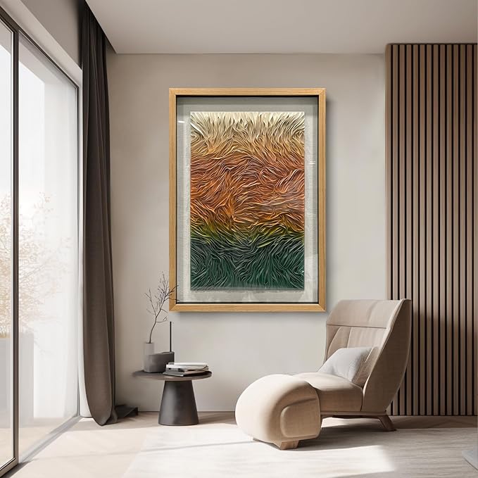 BrightA Textured Colorful Wall Art Handmade Leather Large Artwork Large Wall Art for Living Room Bedroom Hallway Wall Decor 39.4"x59"