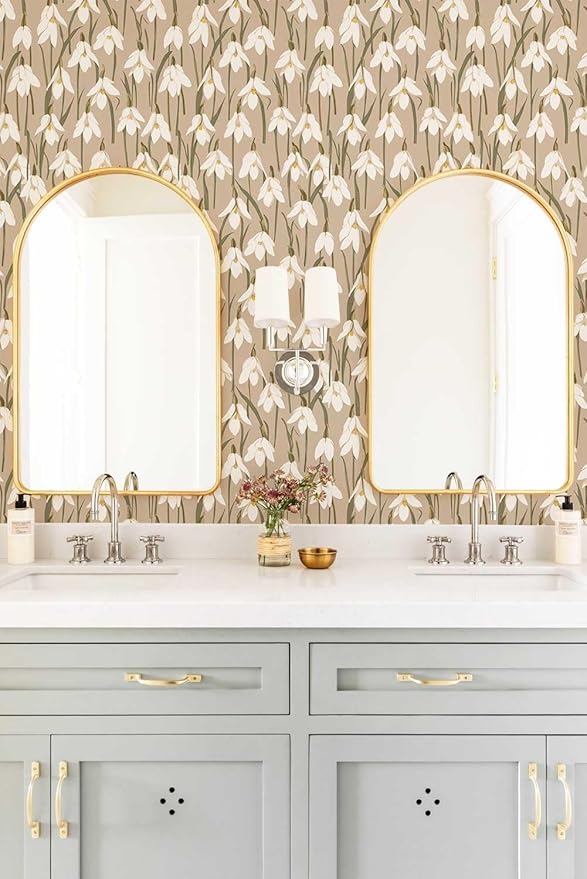 17.3" x 393.7" Floral Wallpaper Vintage Brown Orchid Peel and Stick Wallpaper Self Adhesive Removable Wallpaper for Bedroom Decorative Contact Paper