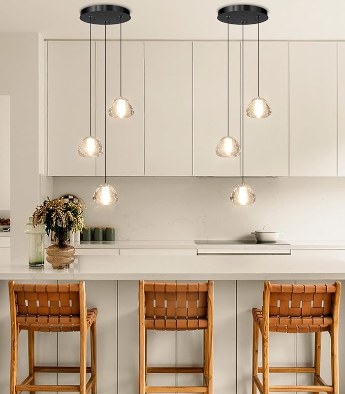 Modern Chandelier Crystal Pendant Light for Kitchen Island Dining Room Bedroom Hallway Black