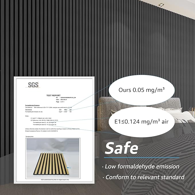 Art3d 4-Piece Wood Slat Acoustic Panels for Stylish Decor and Noise Reduction, 3D Textured Panel for Ceiling and Wall, Matte Black