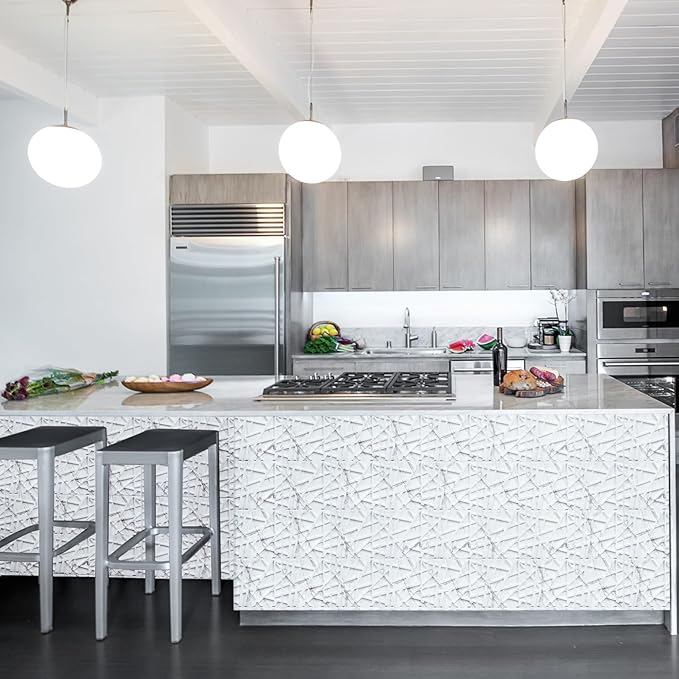 33 Pack 3D Wall Panels for Interior Wall Decor, 12''x12'' White Marble Accent Textured Wall Panels for Living Room, Gaming Room, TV Background, Cover 32 Sq.Ft