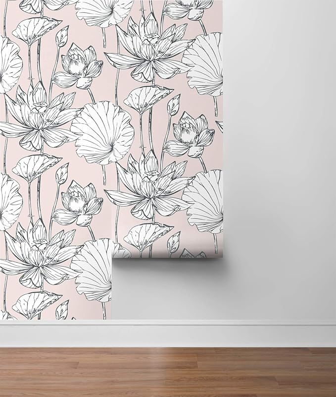 NextWall Lotus Floral Peel and Stick Wallpaper (Pink)
