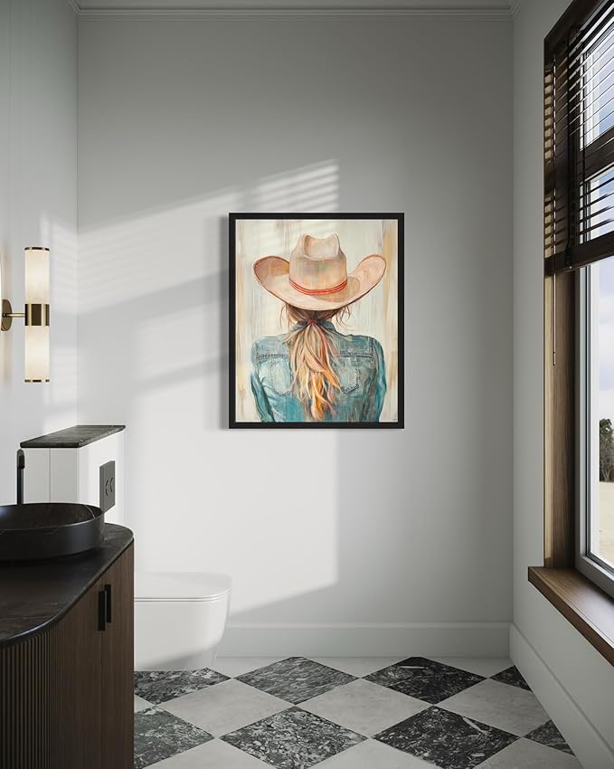 Cowgirl Art Print Poster Wall Art, Western Country Farmhouse Wild West for Bedroom, Bathroom, Living Room Art Decor 58 (Cowgirl, 16 x 20 inches, Unframed)