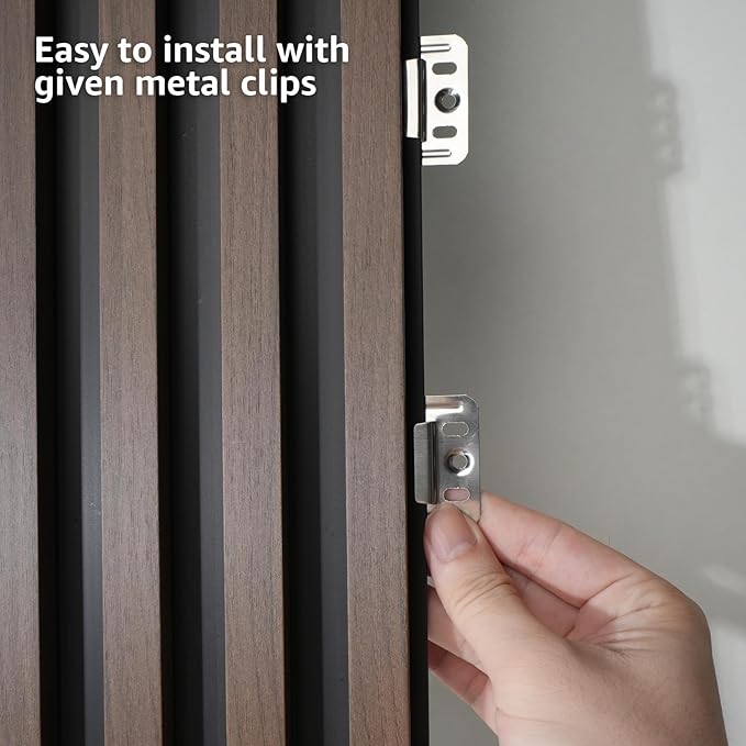 Art3d 8-Pack WPC Wood Slat Wall Panel for Interior Décor, 3D Wood Fluted Acoustic Wall Paneling for Living Room Bedroom Home & Office Accent Decor - 96 x 6 Inch Walnut