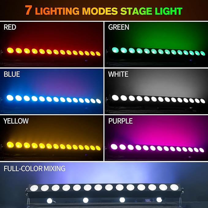150W Stage Light Bar 14 LED RGBW COB Washer Stage Lights with DMX512 Pixel Control,Auto, Sound-Activated, Master/Slave for Church Christmas Wedding Dance(8PC)