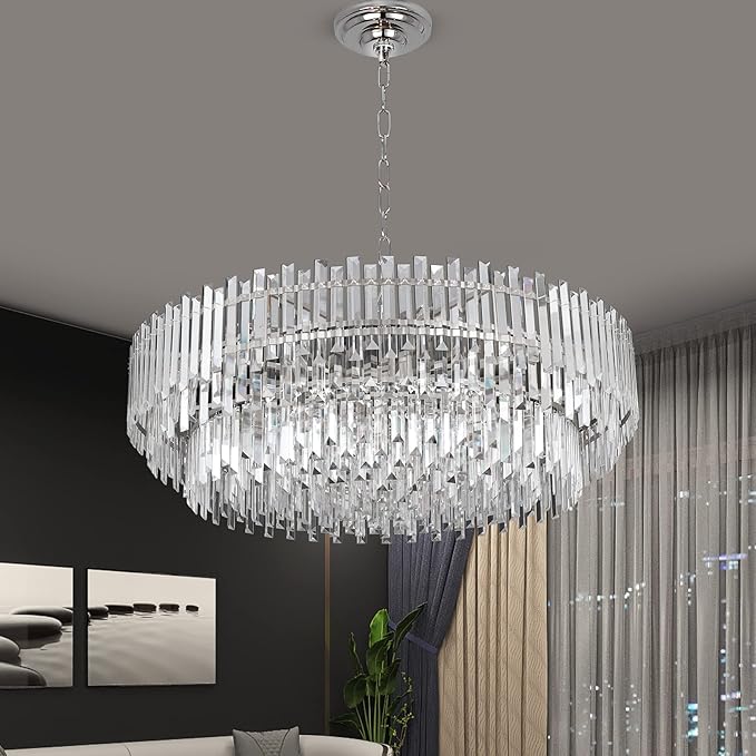 Crystal Chandelier Lighting 39'' for Dining Rooms Bedroom Foyer Entryway Ceiling Hanging Pendant Chandelier Light Fixture Lamp