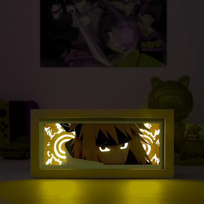 Anime LED Light Box, Manga Shadow Box Frame, Paper Cut, Table Lamp for Anime Enthusiasts, RGB Multi Color, Night Light for Room Decor, Unique Anime Desk Decor (Minato)
