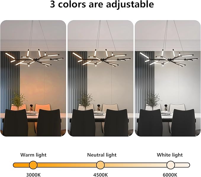 Modern LED Chandeliers Flush Mount Linear Art Deco Chandelier Fixture Sputnik Pendant Light for Dining Room,Staircase,Bedroom,Bathroom,Living Room,Foyer and Kitchen Island Easy to Install lighting