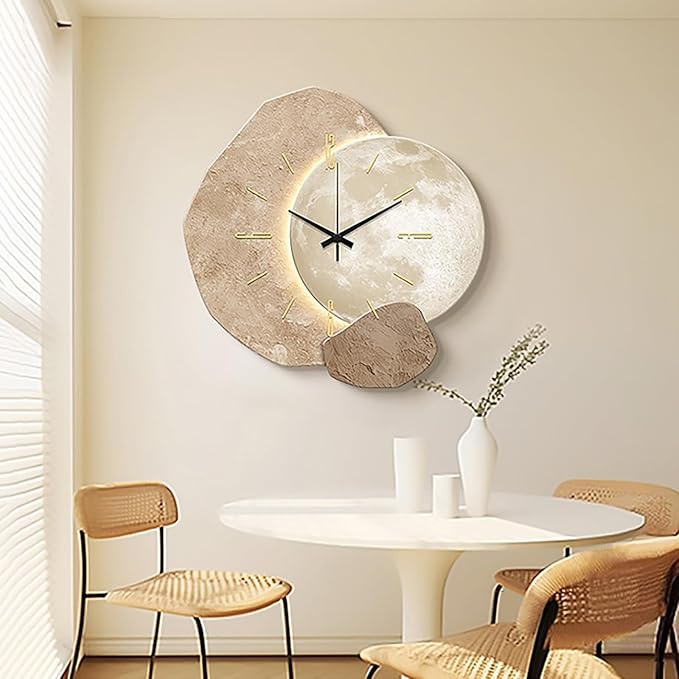 3D Wall Art Decor Clock, Large 3D Wall Sculptures with LED Light, Modern Home Decorative Wall Clocks Acrylic Painting for Living Room Bedroom Entrance Decor(19.7"x19.7", A)