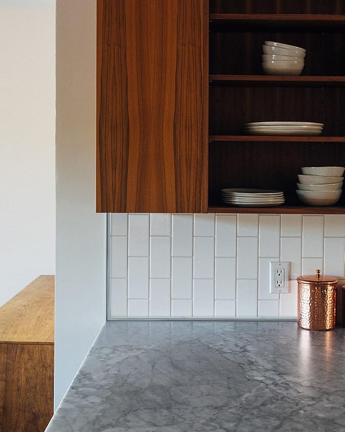 Art3d 10 Ft Peel and Stick Trim for Backsplash Tile Edge, Self-Adhesive Liner for Corner Decor in Stainless Steel