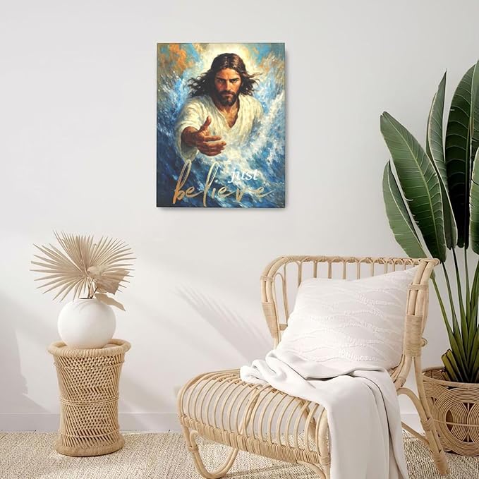 Christ Jesus Wall Art Christian Canvas Wall Decor Religious Bible Pictures Christ Paintings Prints Artwork Framed Divine Mercy Decorations For Church Prayer Room Bathroom Bedroom Living Room Gifts 16" x 20"
