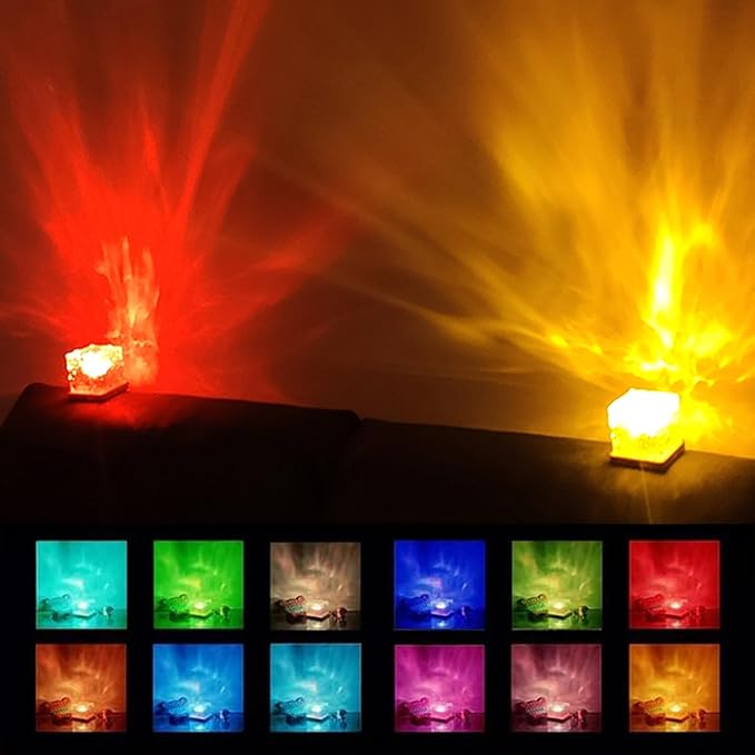 Ocean Wave Projector Light, 16 Color Rechargeable Ocean Lamp, with Power Touch Control and Remote Control Luminorthe Cube Lamp, Bringing You Romance and Tranquility(Charge)