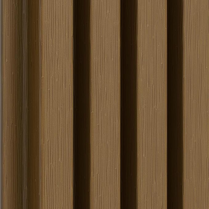 mondaria Wood Slat Wall Panel for Wall Décor, 3D Wood Plastic Composite Decorative Paneling for Outdoor Accent Wall Decor - 90.5 x 6.3 Inch(5 PCS, Teak)