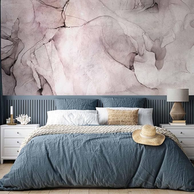artgeist Premium Wall Mural Abstract 177x124 in - XXL Non-Woven Wallpaper Fleece Wall Decor Photo Print Picture Image Design Boho Optical Illusion Concrete Cement rosa f-C-0495-a-b