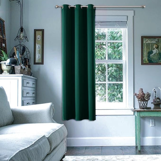 ChrisDowa Grommet Blackout Curtains for Bedroom - Thermal Insulated Room Darkening Curtains for Living Room (1 Panel Set, Forest Green,42W x 63L)