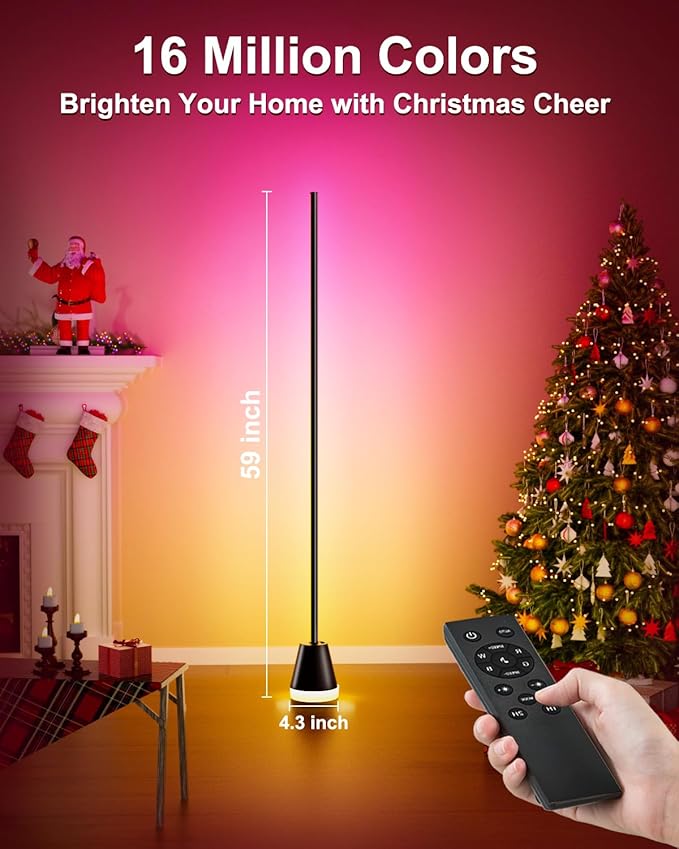 Keepsmile Smart RGB LED Corner Floor Lamp,172 LEDs Bright Standing Lamps for Living Room with APP and Remote,Modern Floor Lamp with Music Sync and 16 Million Colors, Ambient Lighting for Bedroom