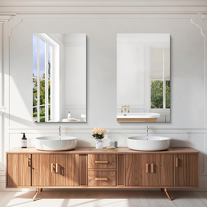 KOCUUY Frameless Mirror, 24"x40" Bathroom Mirror for Over Sink, Large Rectangle Mirror for Wall, Upgraded Shatterproof, Unframed Vanity Mirror for Bathroom, Bedroom, Living Room, Entryway