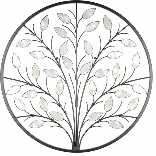 ALICE HOUSE Metal Wall Art with Shell Leaves, 26" Tree Wall Sculpture, Wall Decor for Living Room, Dining Room, Bedroom, Entryway AL4101