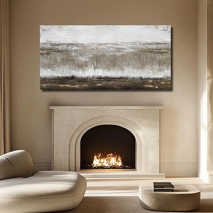 Canvas Wall Art - Abstract Wall Decor for Living Room - Grey Pictures Black and White Artwork for Walls Posters Aesthetic Office Home Bederoom Decorations 29x58 in