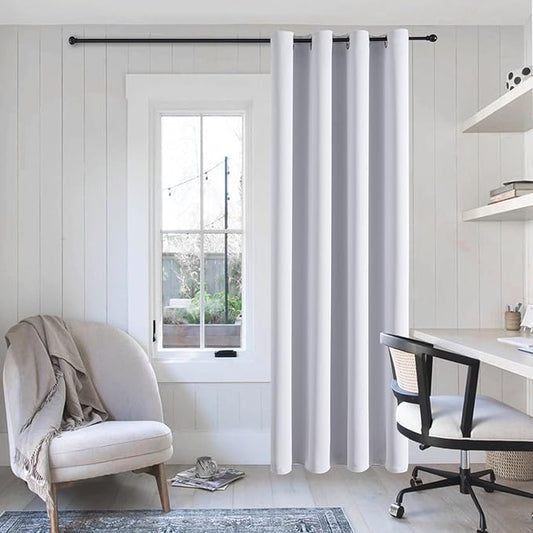 ChrisDowa Grommet Blackout Curtains for Bedroom - Thermal Insulated Room Darkening Curtains for Living Room (1 Panel Set, Greyish White, 52W x 95L)