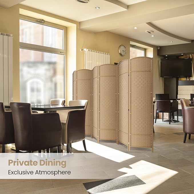 6 Panel Room Divider,6Ft Folding Privacy Screen,Tall - Extra Wide Foldable Panel Partition Wall Divider with Diamond Double-Weaved Hand-Woven Design Room Screen Divider