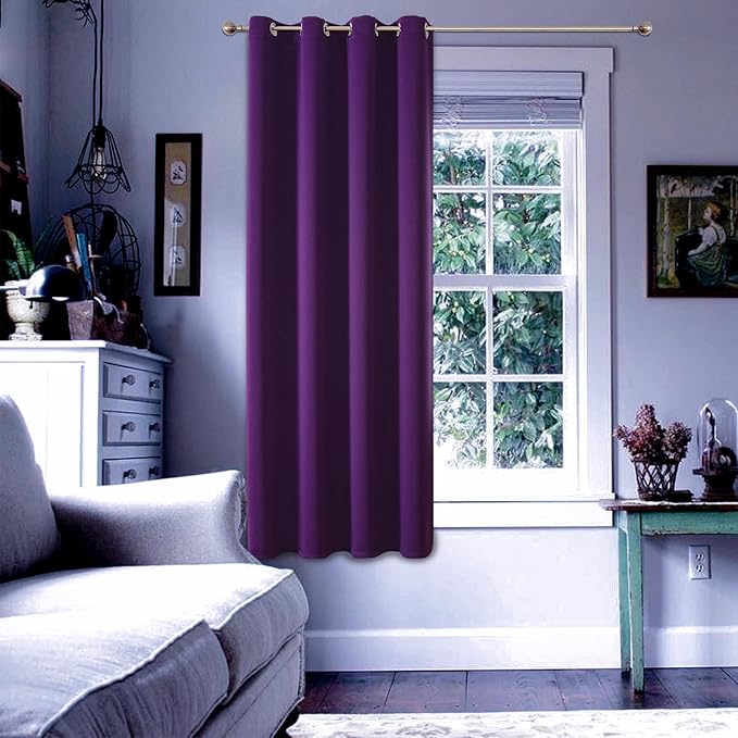 ChrisDowa Grommet Blackout Curtains for Bedroom - Thermal Insulated Room Darkening Curtains for Living Room (1 Panel Set, Royal Purple, 52W x 63L)
