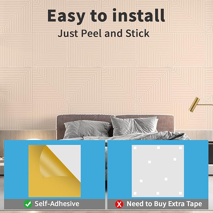 Art3d 6-Pack Self-Adhesive Acoustic Wall Panels for Home Décor, 24 x 24 Inch Soundproofing Panels for Office Studio Bedroom - High Noise Absorption Polyester Fiber, Camel