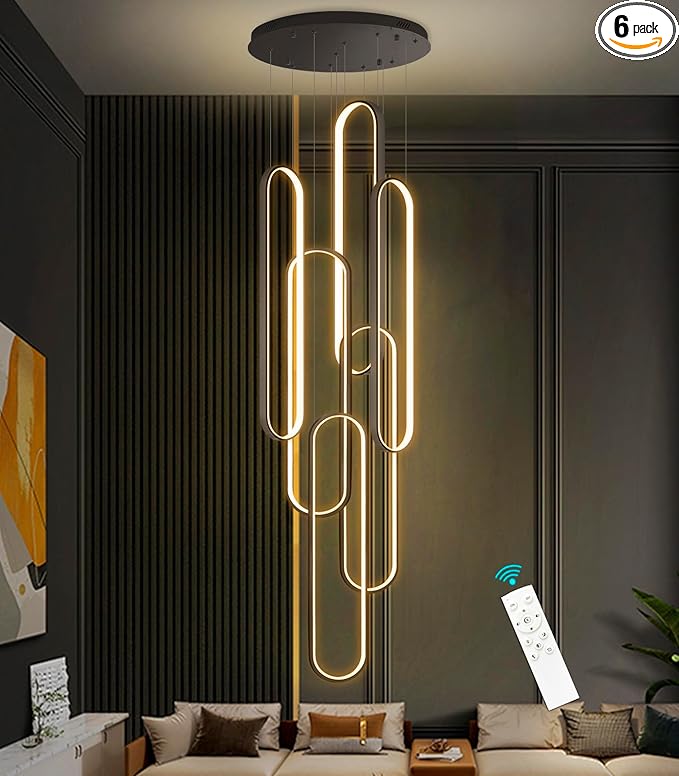 Modern LED Chandeliers for Foyer Entryway High Ceiling Long Staircase Chandeliers Dimmable Dimmable Flush Mount High Villa Foyer 2700k-6000k