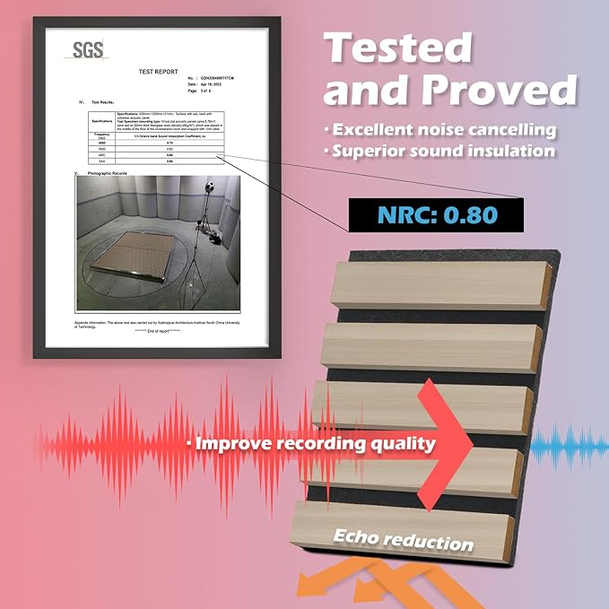 Art3d 2-Pack 48" x 24" Acoustic Wood Panels for Wall, Soundproof Wood Slat Panel for Wall and Ceiling, 3D Fluted Sound Absorbing Paneling for Interior Wall Decor, Living Room, Bedroom - Oak