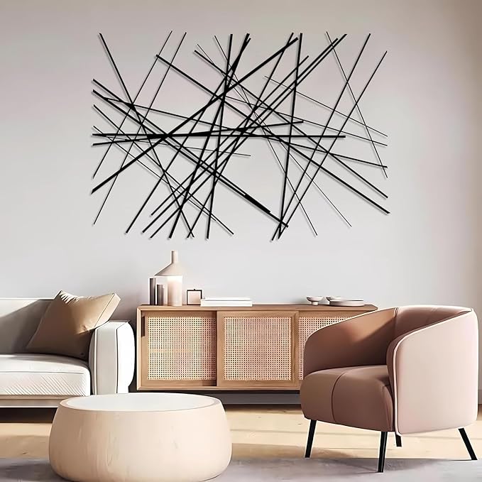 Abstract Metal Wall Art, Modern Wall Decor, Large Wall Sculpture, Abstract Line Wall Art, Modern Luxury Wall Decor, Large Contemporary Metal Sculpture, Office Home Decor, Housewarming Gift (16"x24"|40x60cm, Gold)