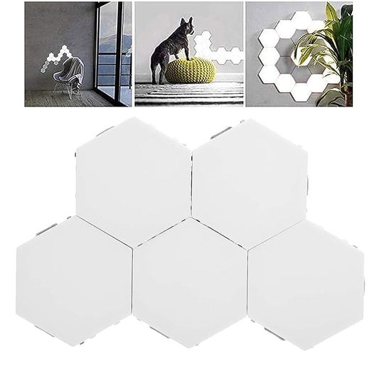 5 Pack Hexagon Lights, White Touch Night Hexagon Led Lights for Wall, Led Panel Light for Barber Shop Hotel Party Gaming Room Decor (US)