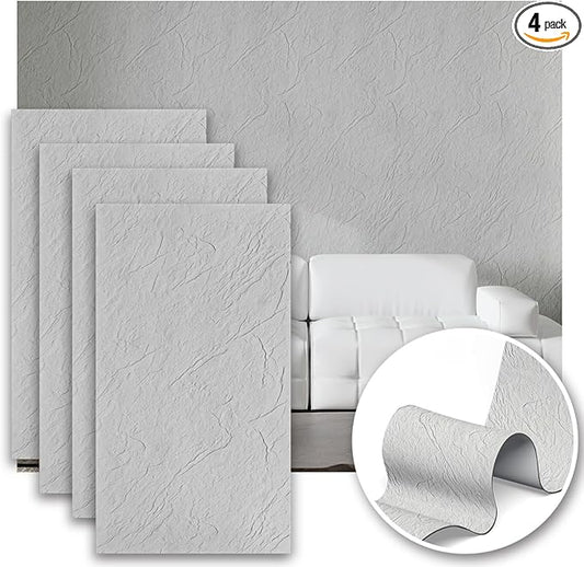 3D Wall Panels Faux Stone Wall Panel for Exterior/Interior Wall, MCM Walls Natural 4PCS 47.2"x23.6" / 30.94 sq ft (Rock Stone Gray)