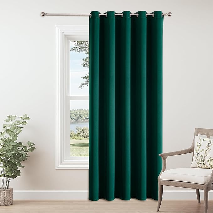 ChrisDowa Blackout Curtains 70 inches Wide for Bedroom - Extra Wide Grommet Thermal Insulated Room Darkening Curtains for Living Room (1 Panel, Forest Green, 70 x 84 Inch)