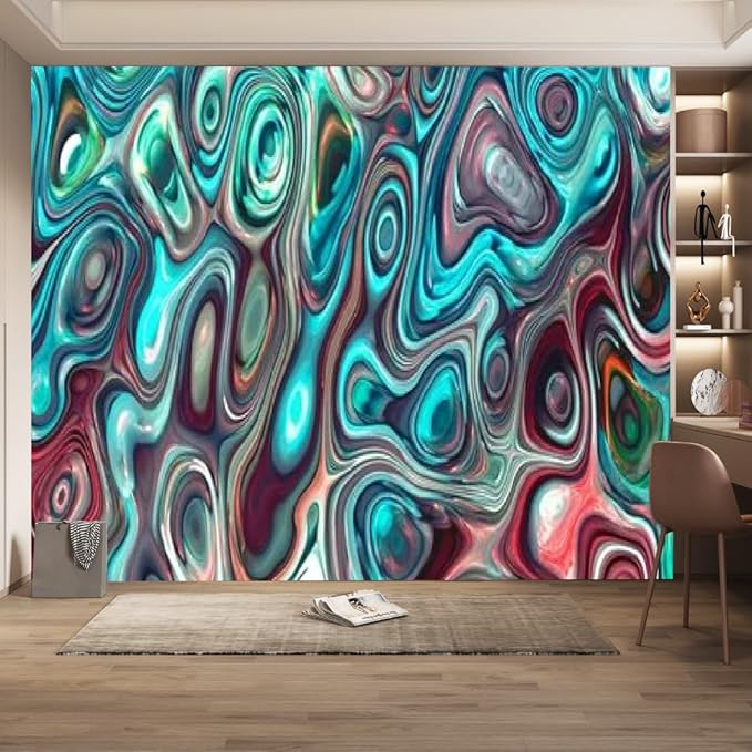 Creative Color Removable Decor Paintings, Abstract Art Peel and Stick Wall Mural 3D Wallpaper for Bedroom Living Room Children's Room Sofa Background Wall,99" W x 66" H