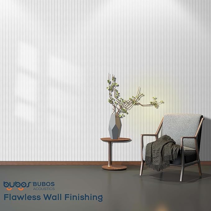 BUBOS 12 Pack Large Acoustic Panels,47.2x11.8Inch Soundproof Panels for Walls,Self Adhesive Acoustic Wall Panels,Decorative Sound Panels for Home Studio Office (White 01)