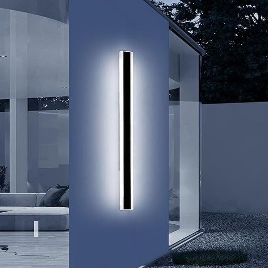 Mikeru 47.2inch Long Led Wall Light, 6000k Cool White Modern Outdoor Wall Light Ip65 Waterproof Black Acrylic Porch Exterior Lighting Fixtures, Exterior Wall Mount Lights for Garage Front Door