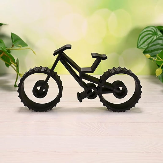 Bicycle & Cyclist Sculpture – Minimalist Decorative Accent for Cycling Enthusiasts & Modern Home Decor | Collectible Design (Downhill Mountain Bike Matte Black)