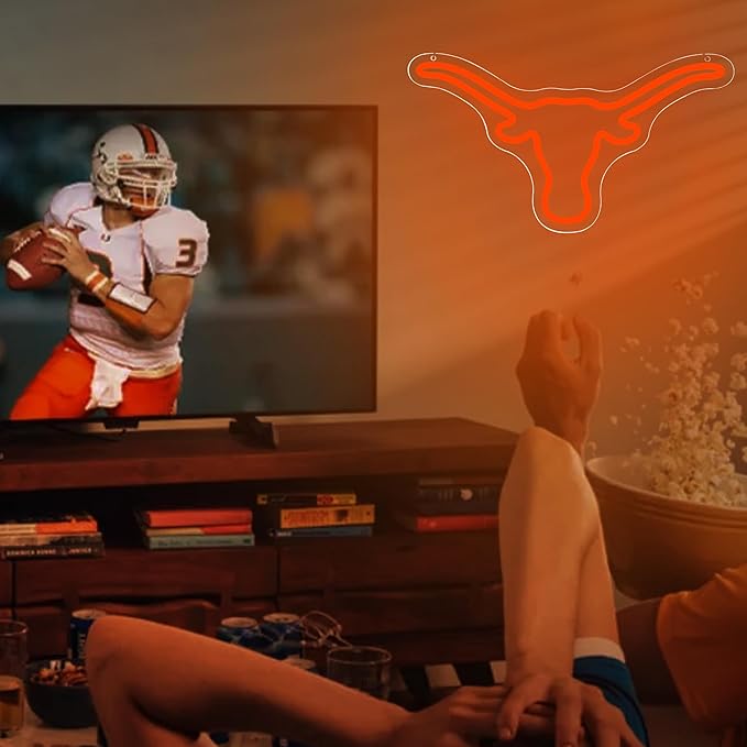 Longhorns Neon Sign for Wall Decor University LED Neon Light Sign Football Signs Longhorn Decor for Man Cave Graduation Gifts Dorm Decorr for College Students Men Teens,Size 14.6 * 8.3 in(FMXD096-01)