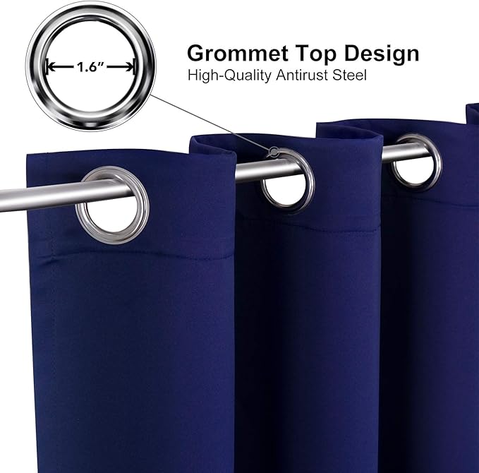 ChrisDowa Blackout Curtains 78 inches Long for Bedroom - Grommet Thermal Insulated Room Darkening Curtains for Living Room (1 Panel, Navy Blue, 42 x 78 Inch)