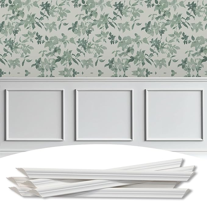 3-Frame 24" x 24" Premade Accent Wall Molding Kit, Ready-to-Assemble Wainscoting Panels, Pre-Cut Chair Rail Moulding Trim Picture Frame for Home Décor