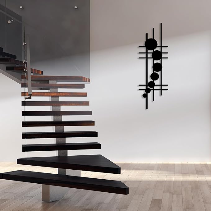 Modern Geometric Abstract Metal Wall Art, Mid-Century Modern Wall Decor, Geometric Wave Artwork, Large Wall Sculpture for Home, Layered Metal Wall Decoration, Housewarming Gift