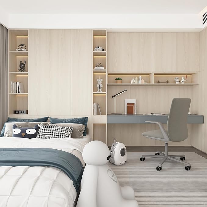 354"x24" Wide Light Wood Contact Paper Peel and Stick Beige Wood Wallpaper Waterproof Self Adhesive Wood Grain Contact Paper for Kitchen Cabinets and Drawers Classroom Desk Furniture Covering