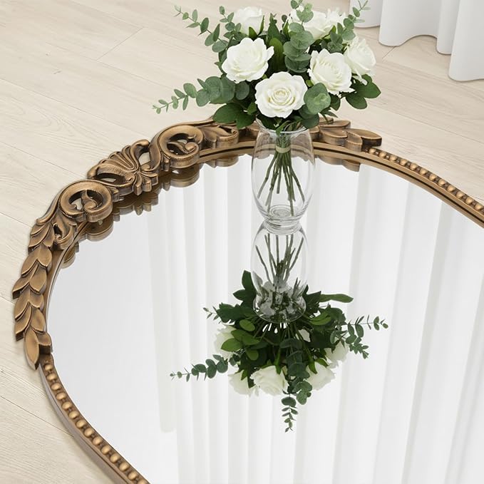 Large Gold Floor Mirror: 56"x 21" Vintage Full Length Mirror - Traditional Ornate Baroque Antique Body Mirrors for Bedroom/Cloakroom/Entryway/Hallway/Wall - Home Decor for Living Room