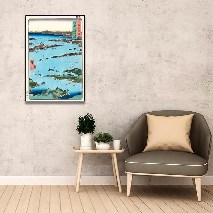 OKRA Utagawa Hiroshige Canvas Wall Art - View of Matsushima, Sight Map From Mount Tomi Poster - Japanese Woodblock Animals Nature Landscape Art Modern Home Wall Decoration Unframed