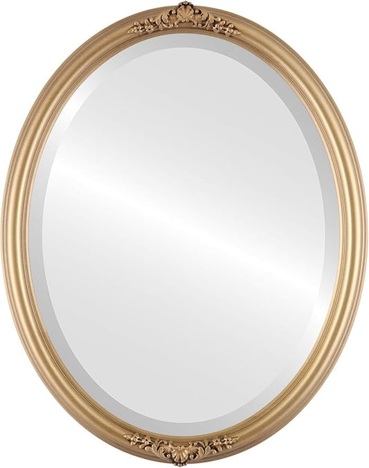 OVALCREST Oval Beveled Wall Mirror for Home Decor - Contessa Style - Gold Spray - 18" x 14"