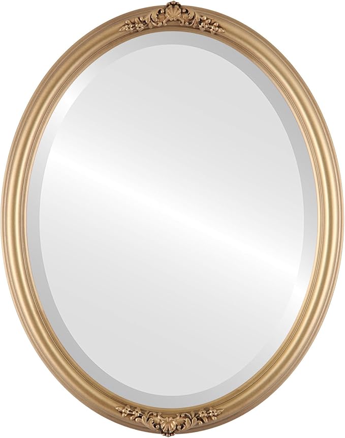 OVALCREST Oval Beveled Wall Mirror for Home Decor - Contessa Style - Gold Spray - 26" x 22"