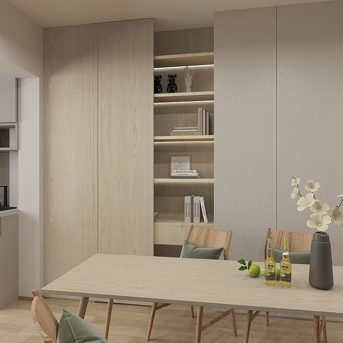 48"x78.7" White Wood Contact Wallpaper Wide Beige Woodgrain Peel and Stick Paper Self Adhesive Vinyl Wrap Waterproof Wooden Stickers Removable Oak Wall Paper for Countertop Cabinets Bedroom